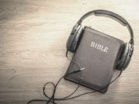 Bible with headphones